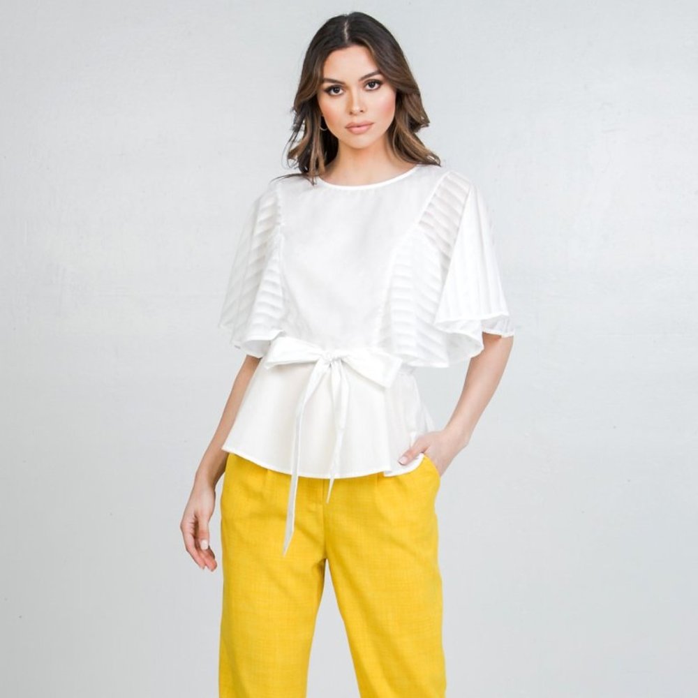 Flying Tomato Angel Sleeves Peplum Blouse